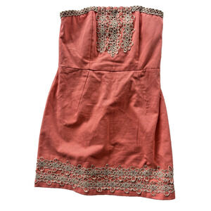 Mudpie Peach Strapless Dress Medium Cocktail Wedding Special Event